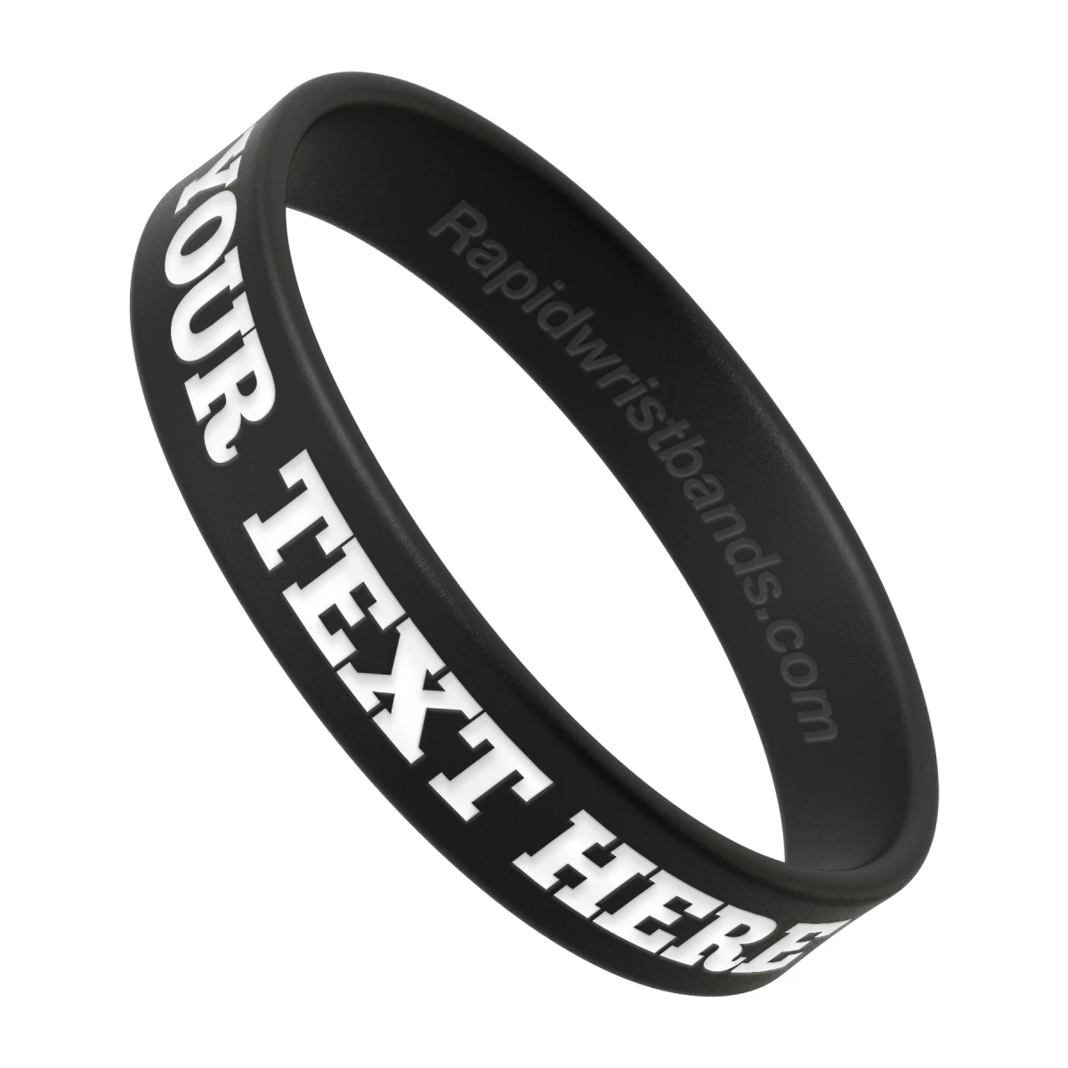Black Wristband With Your Text Here Engraved In White