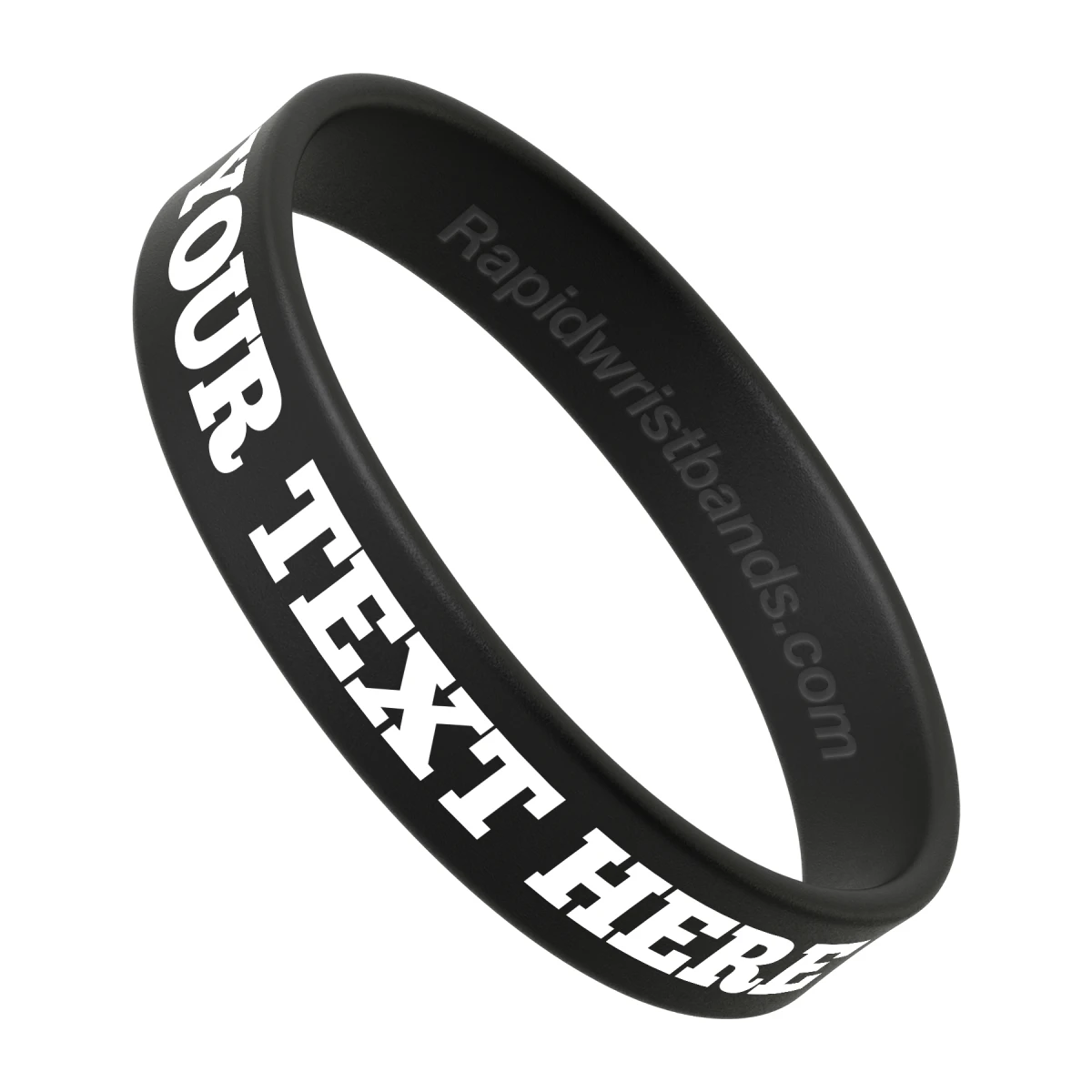 Black Wristband With Your Text Here Printed In White