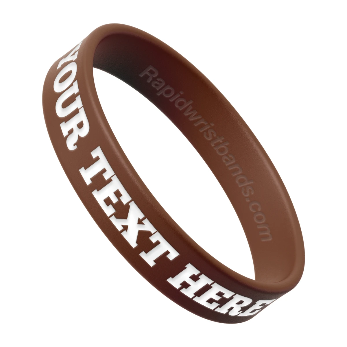 Brown Wristband With Your Text Here Engraved In White