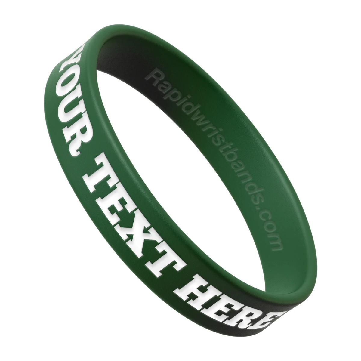 Dark Green Wristband With Your Text Here Engraved In White