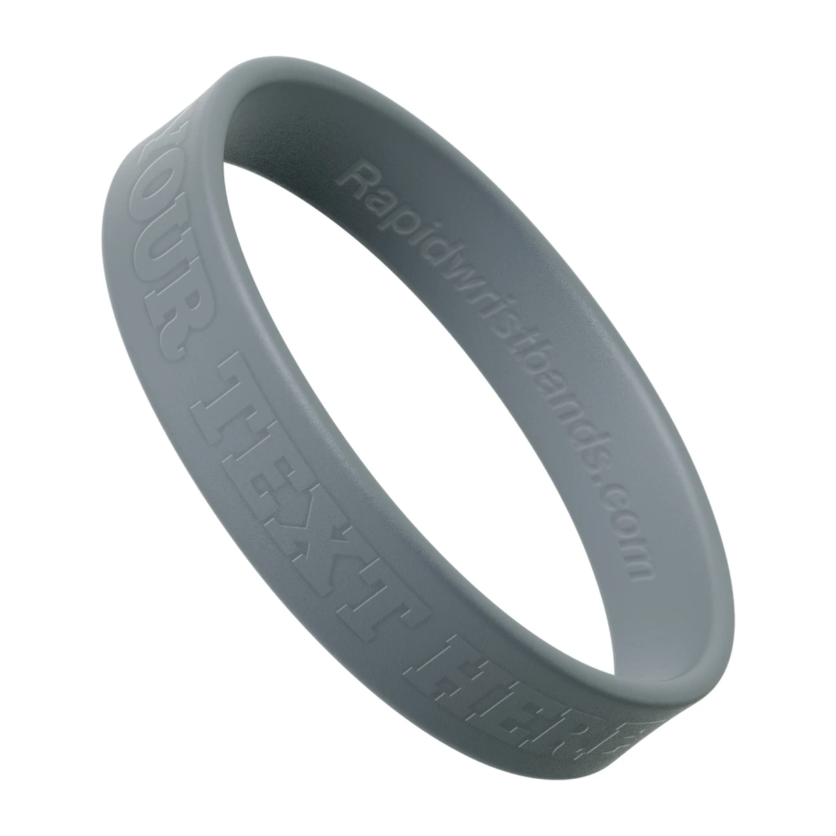 Gray Wristband With Your Text Here Embossed