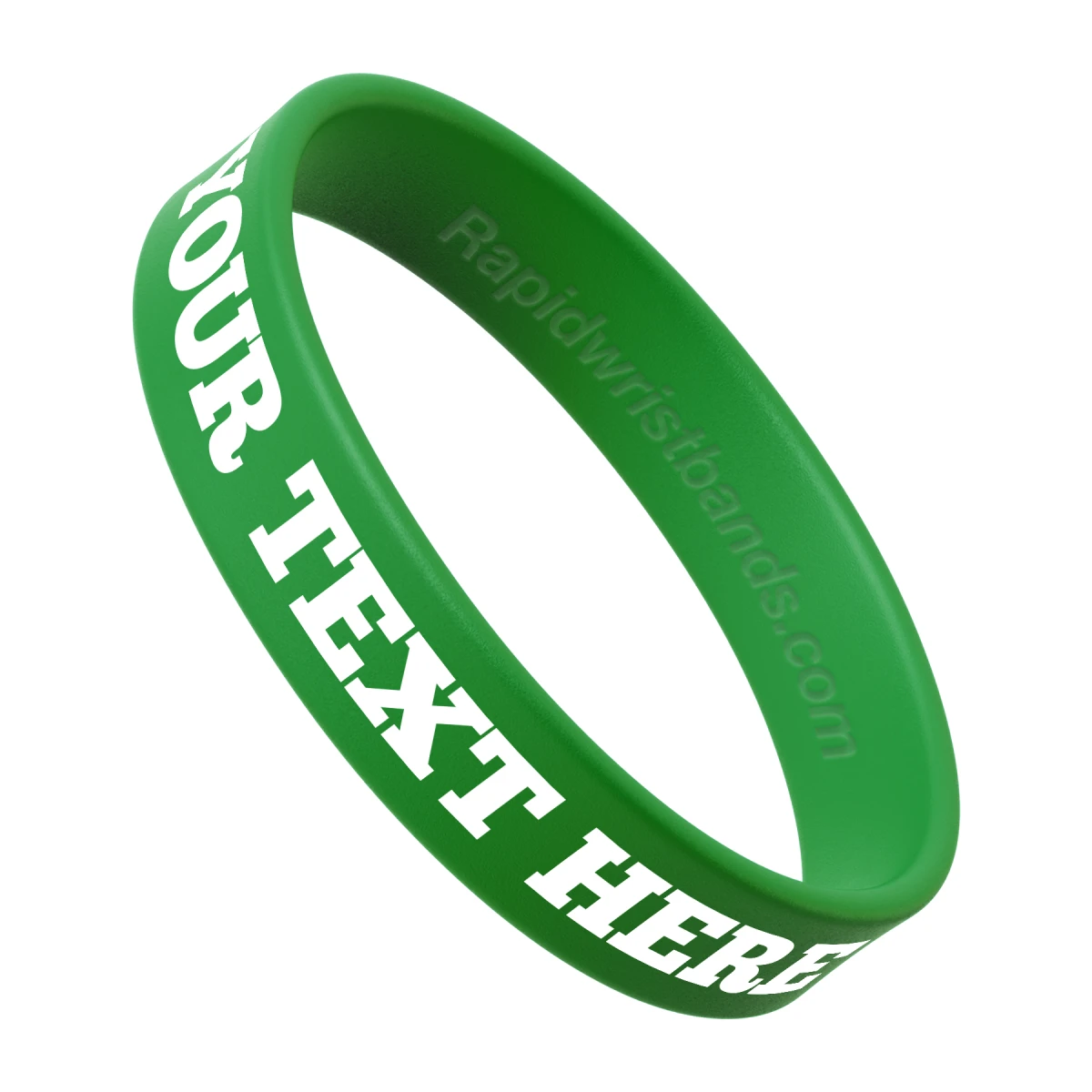 Green Wristband With Your Text Here Printed In White