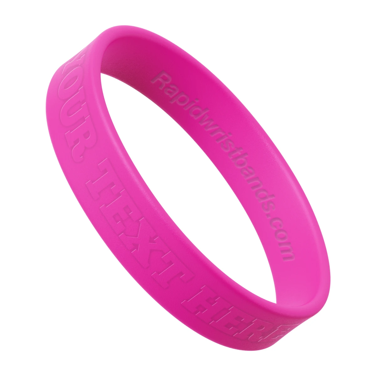 Hot Pink Wristband With Your Text Here Embossed