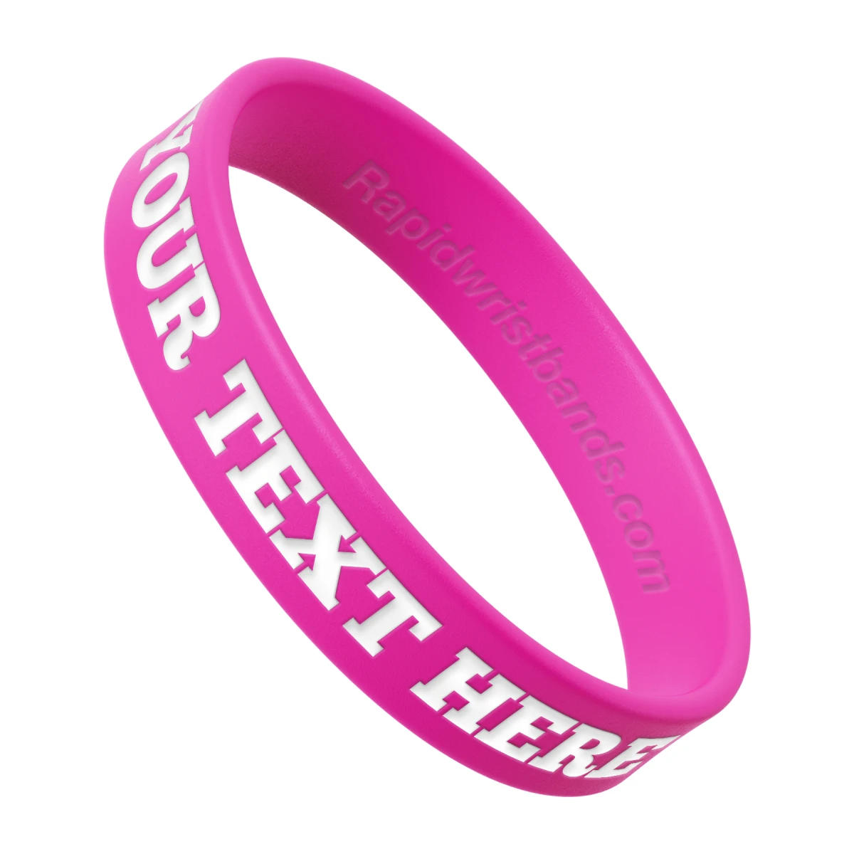 Hot Pink Wristband With Your Text Here Engraved In White