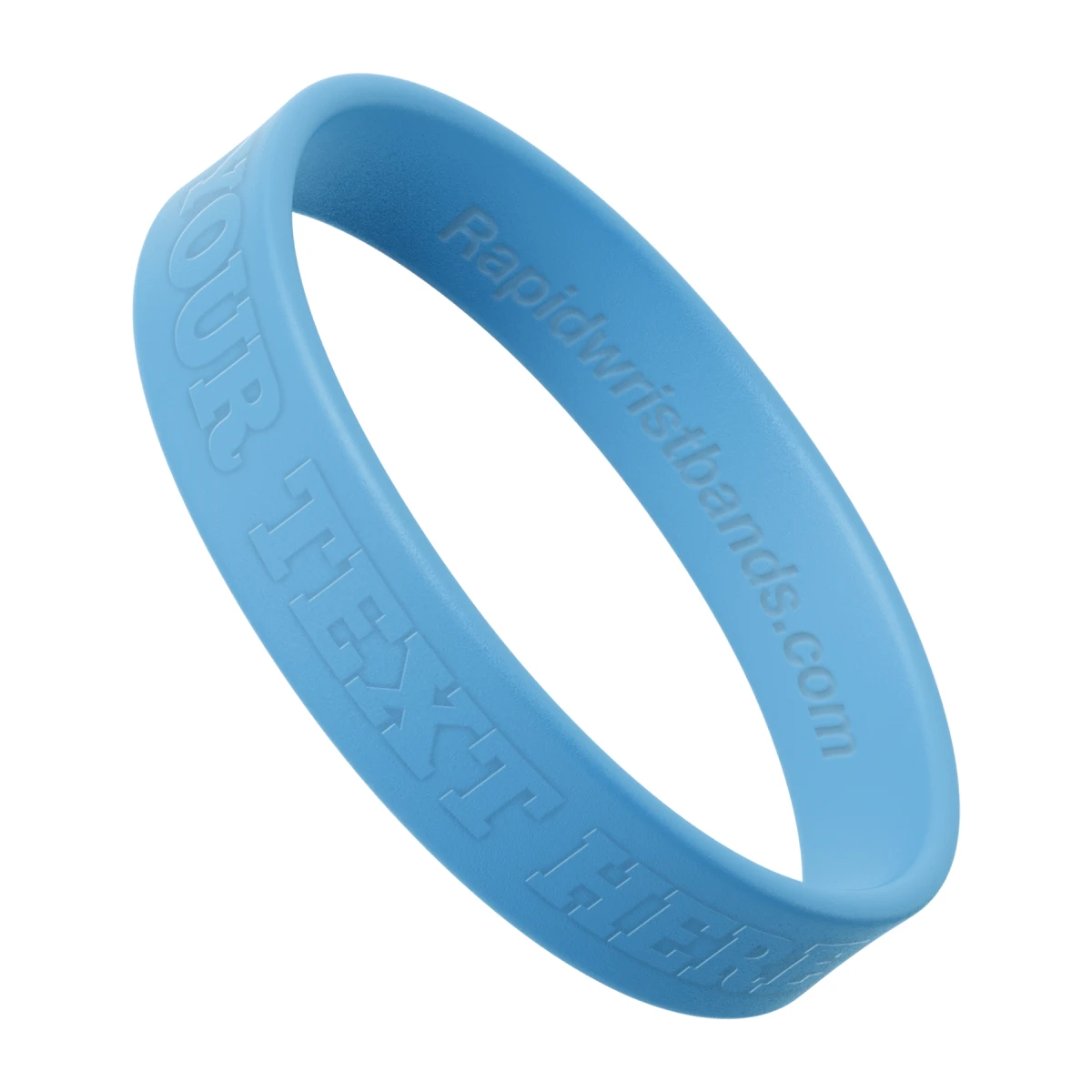 Light Blue Wristband With Your Text Here Embossed