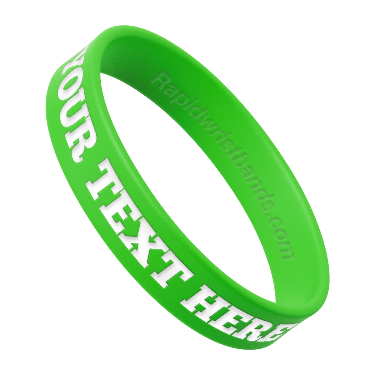 Light Green Wristband With Your Text Here Engraved In White
