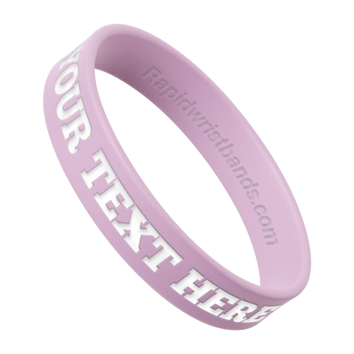 Light Pink Wristband With Your Text Here Engraved In White