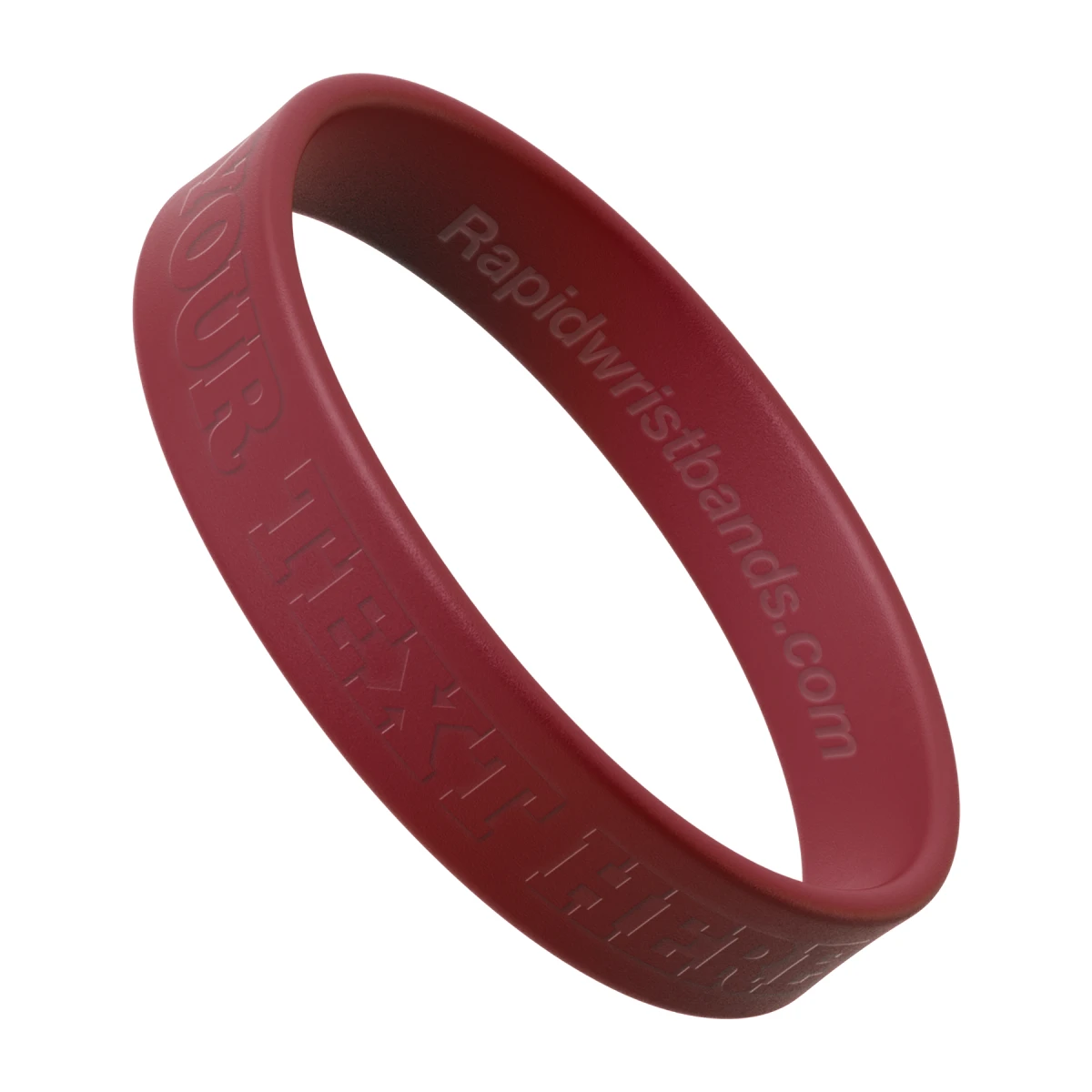 Maroon Wristband With Your Text Here Embossed