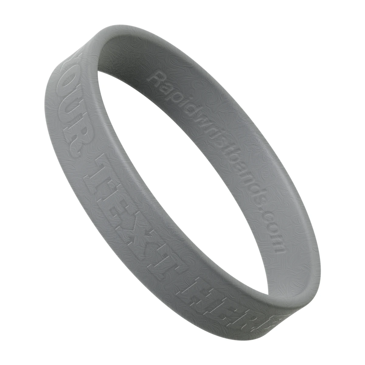 Metallic Silver Wristband With Your Text Here Embossed