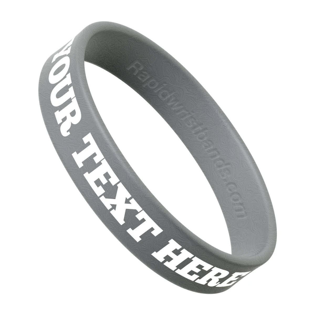 Metallic Silver Wristband With Your Text Here Printed In White