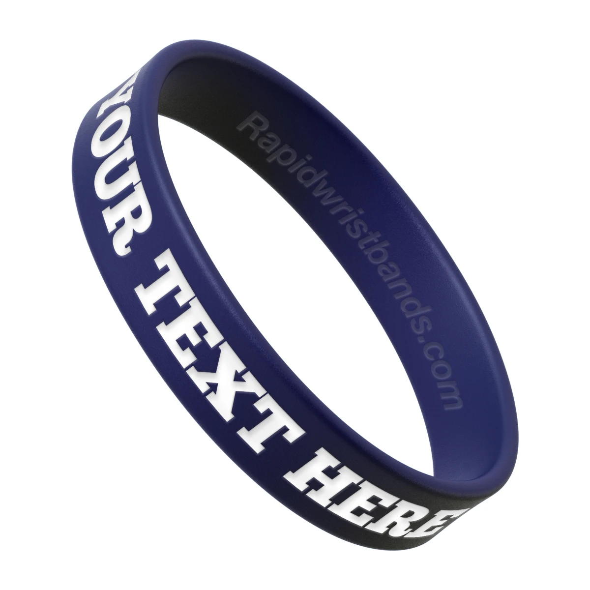 Navy Blue Wristband With Your Text Here Engraved In White