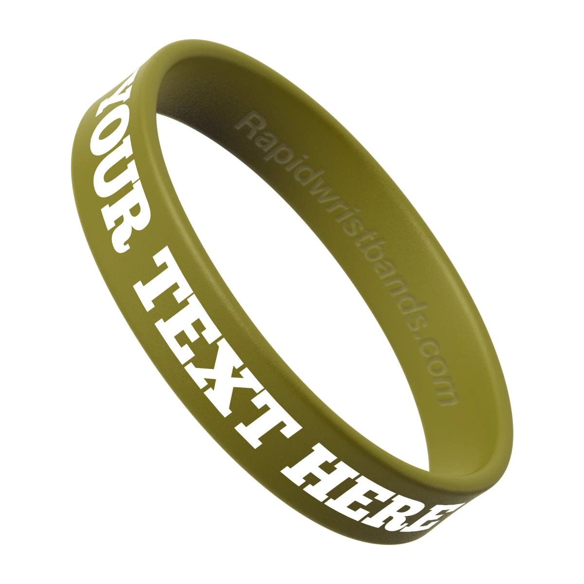 Olive Green Wristband With Your Text Here Printed In White