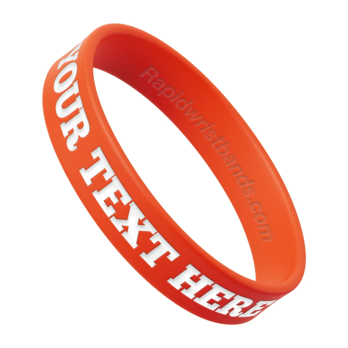 Orange Wristband With Your Text Here Engraved In White