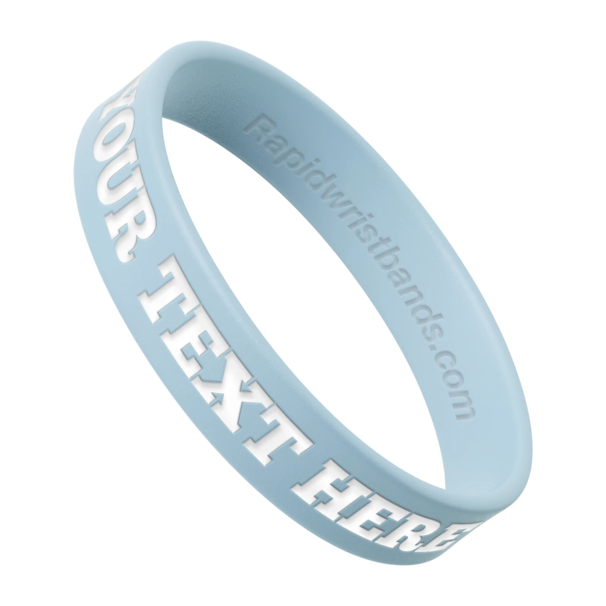 Pearl Blue Wristband With Your Text Here Engraved In White