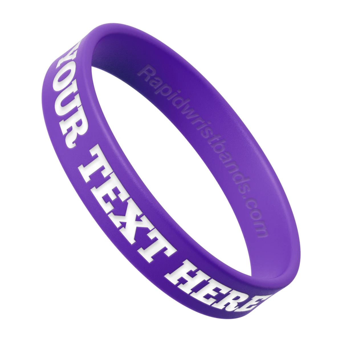 Purple Wristband With Your Text Here Engraved In White
