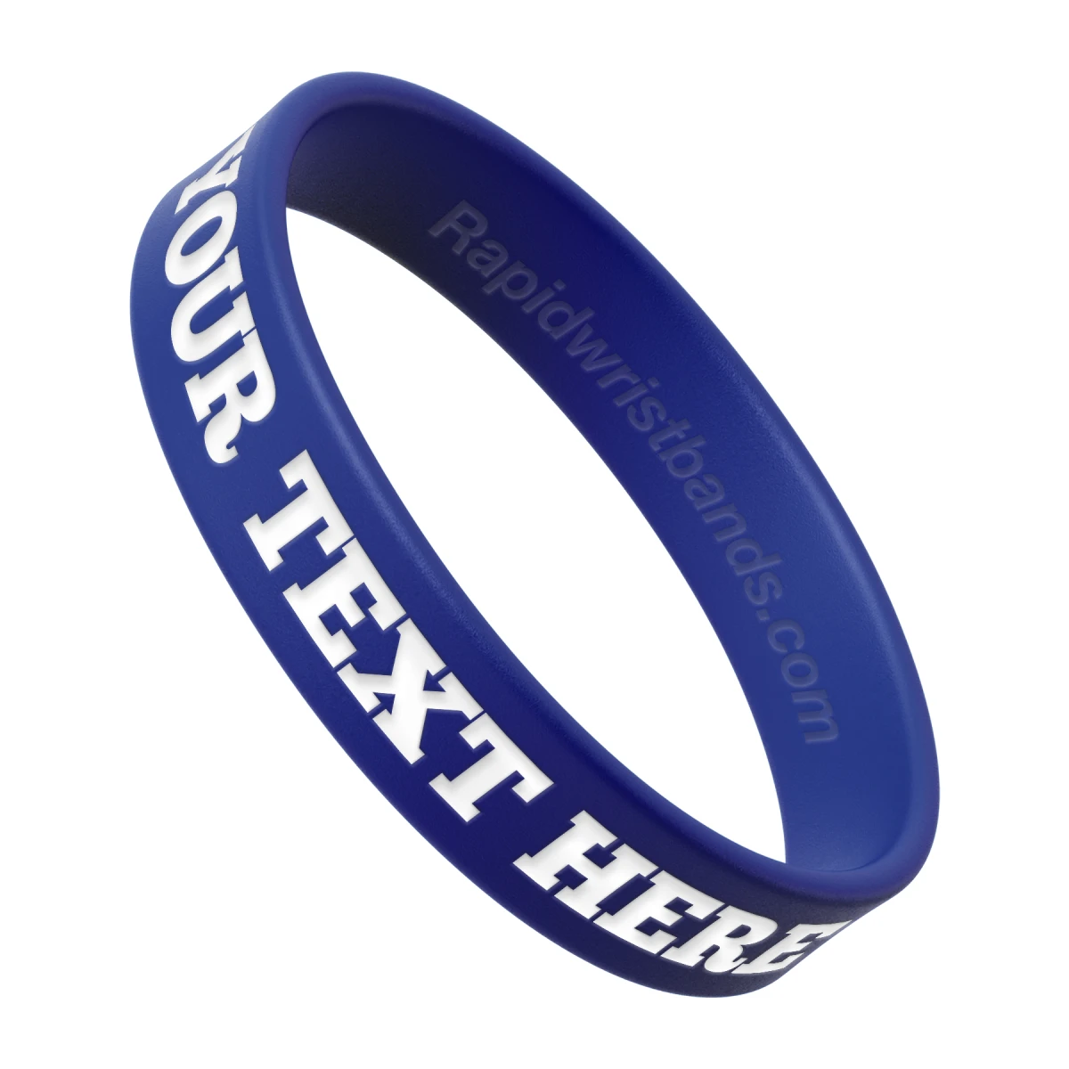 Royal Blue Wristband With Your Text Here Engraved In White