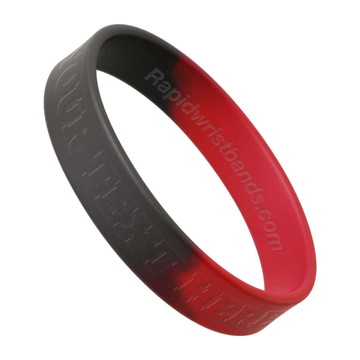 Segmented Black/Red Wristband With Your Text Here Embossed
