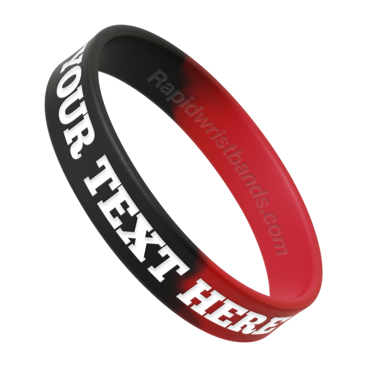 Segmented Black/Red Wristband With Your Text Here Engraved In White