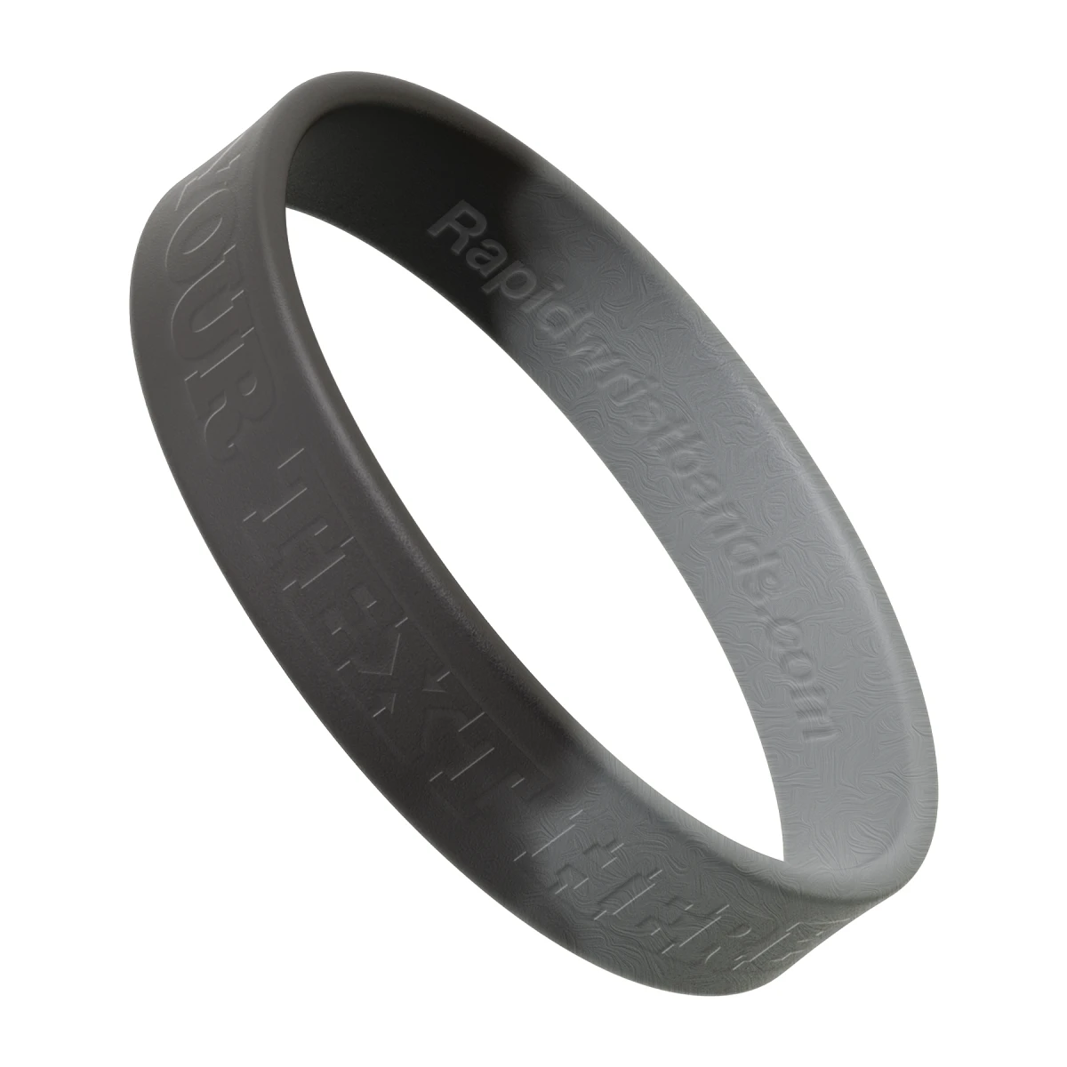 Segmented Black/Silver Wristband With Your Text Here Embossed