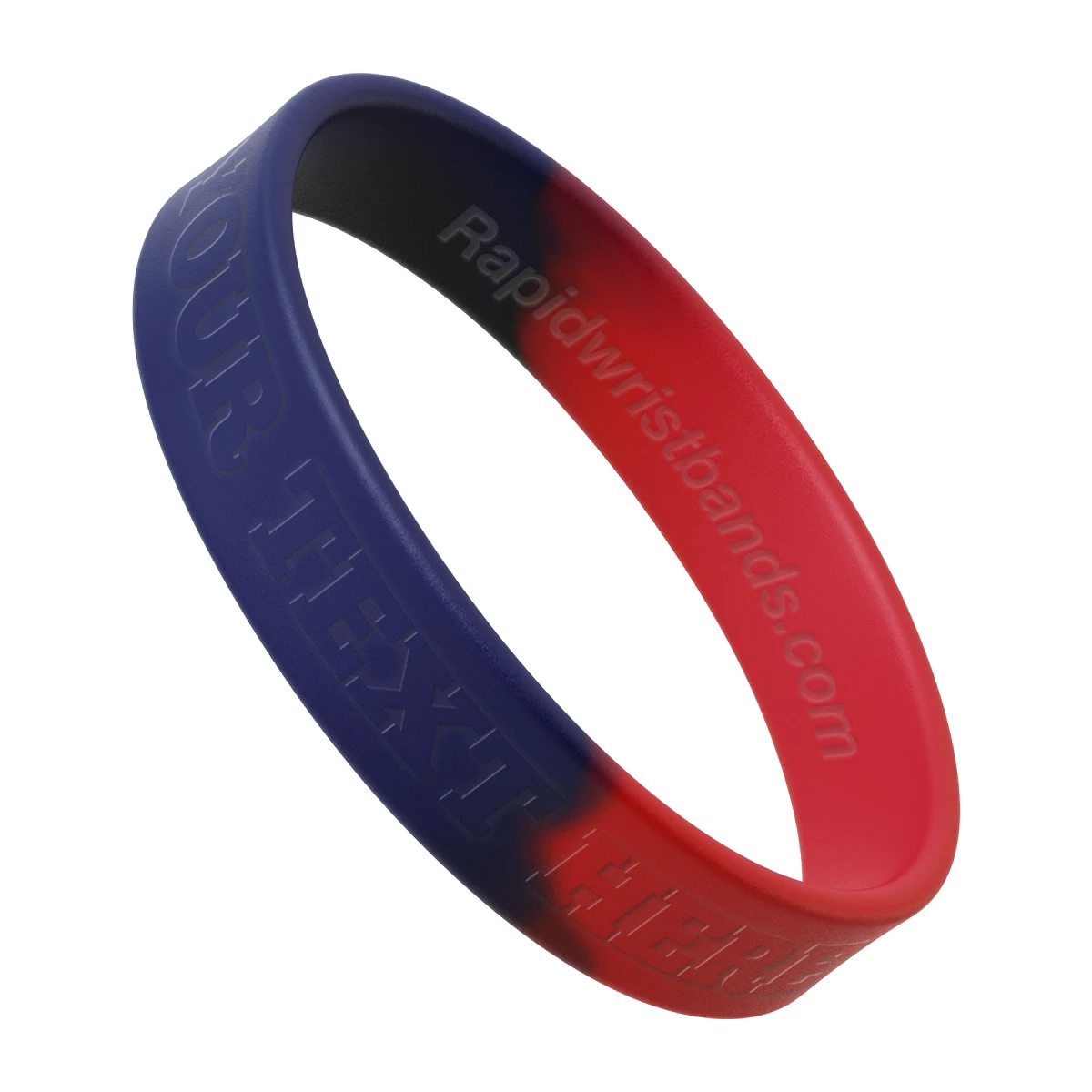 Segmented Navy Blue/Red Wristband With Your Text Here Embossed