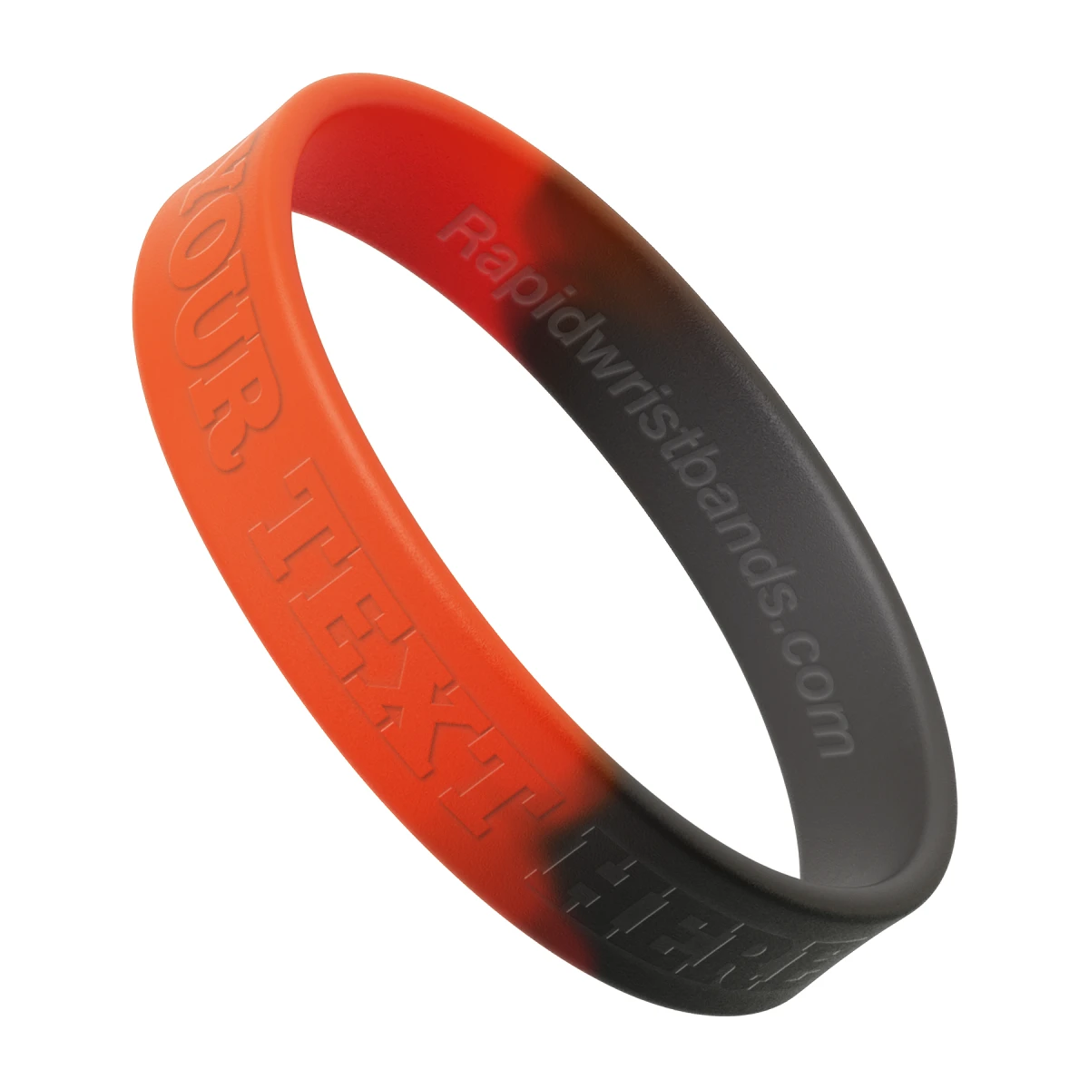 Segmented Orange/Black Wristband With Your Text Here Embossed