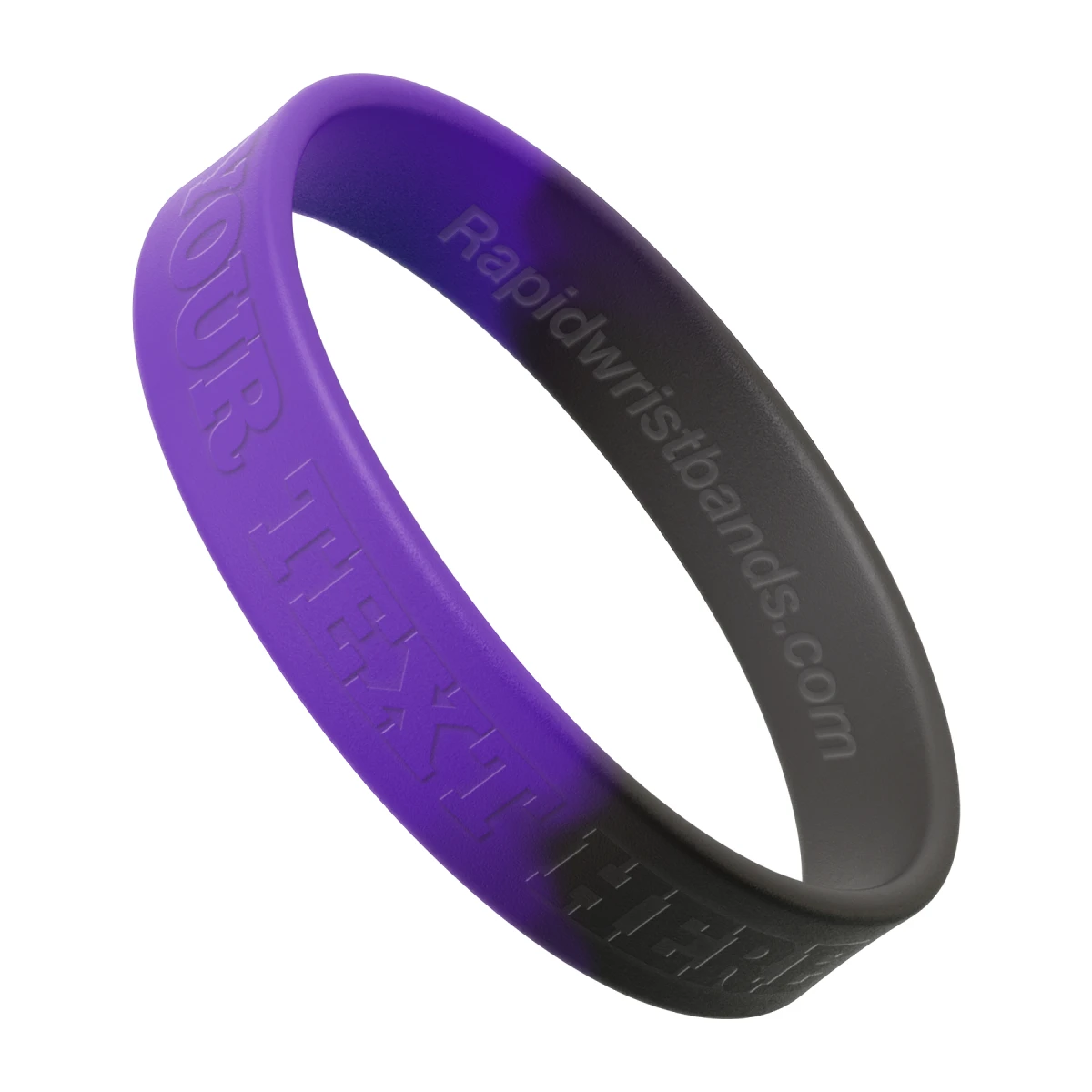 Segmented Purple/Black Wristband With Your Text Here Embossed