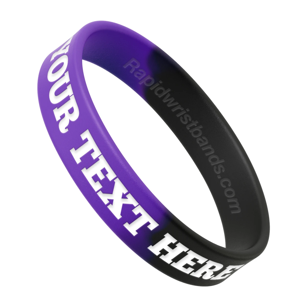 Segmented Purple/Black Wristband With Your Text Here Engraved In White