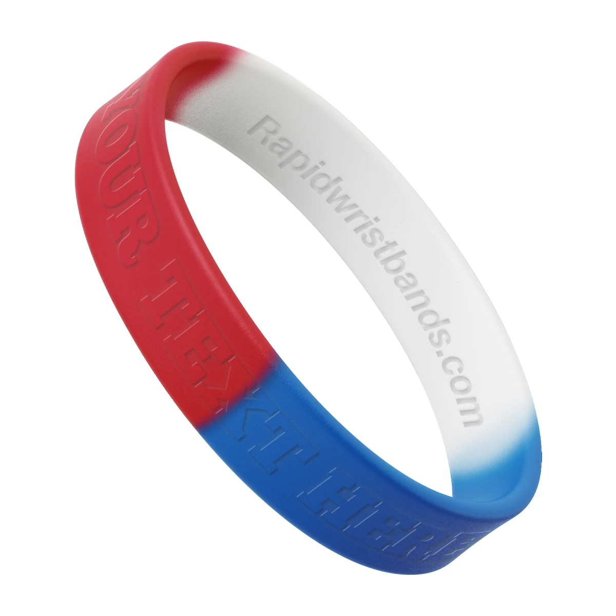 Segmented Red/White/Blue Wristband With Your Text Here Embossed
