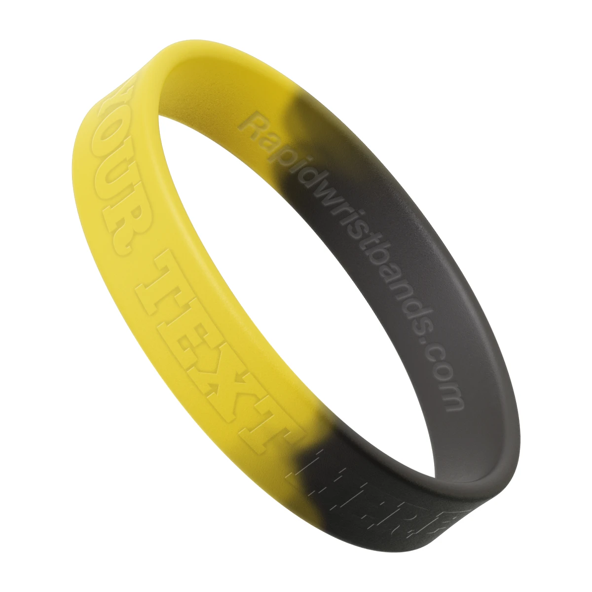 Segmented Yellow/Black Wristband With Your Text Here Embossed