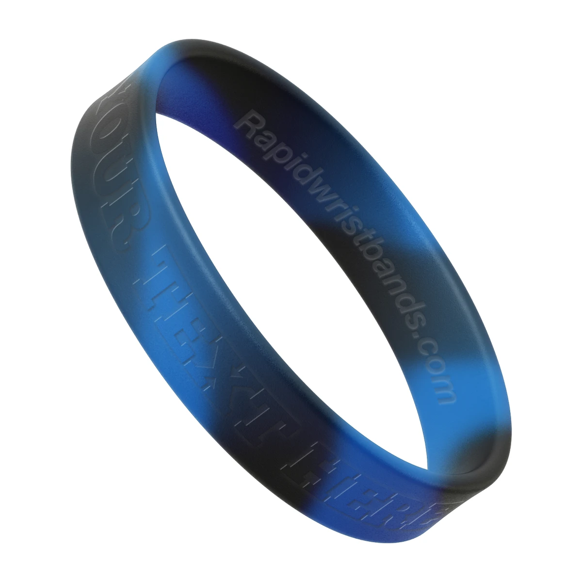 Swirl Black/Blue Wristband With Your Text Here Embossed