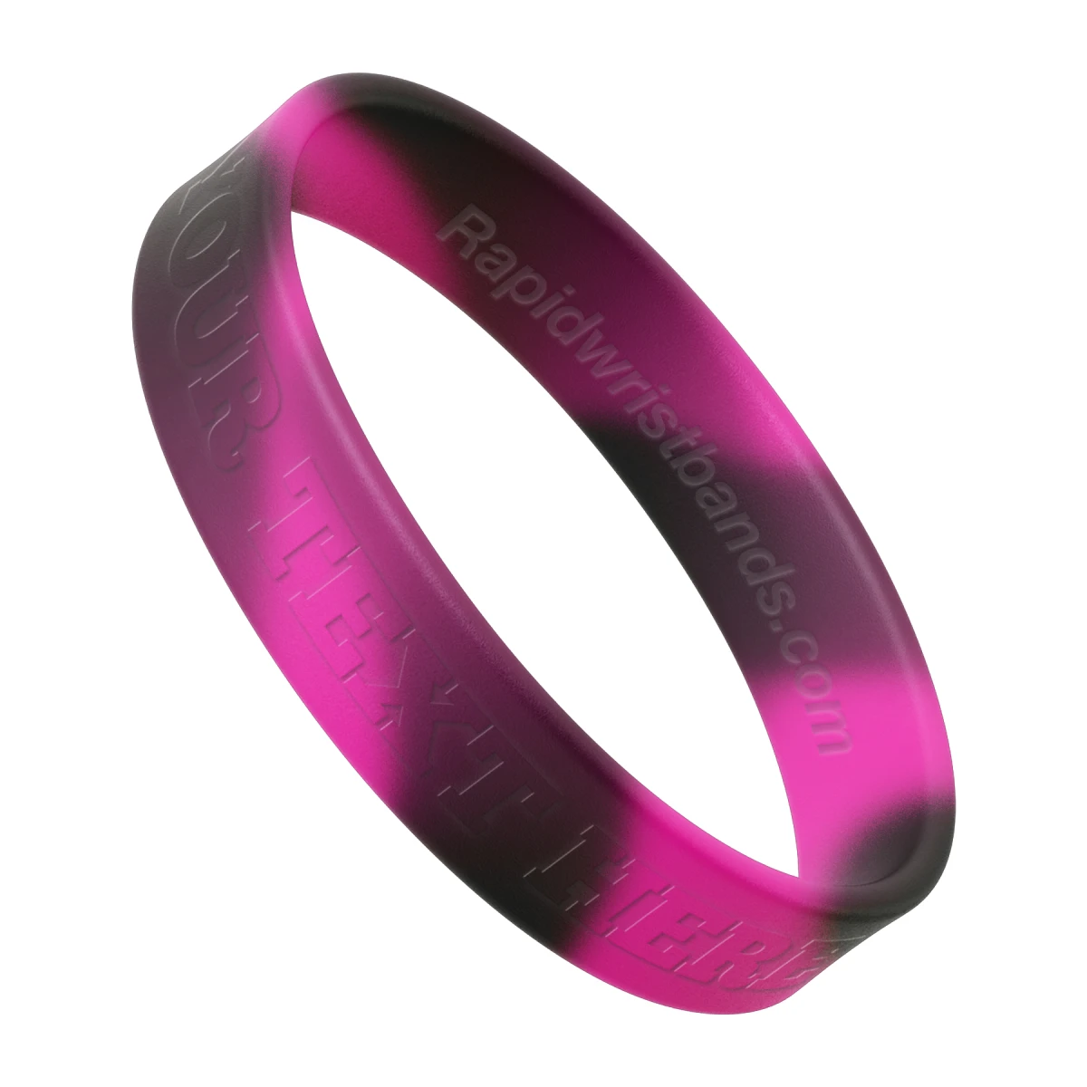 Swirl Black/Hot Pink Wristband With Your Text Here Embossed