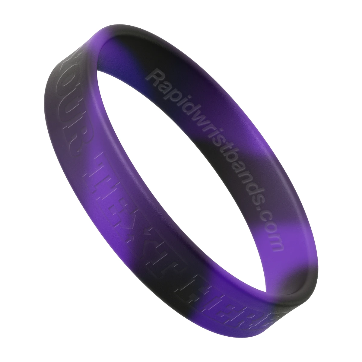 Swirl Black/Purple Wristband With Your Text Here Embossed