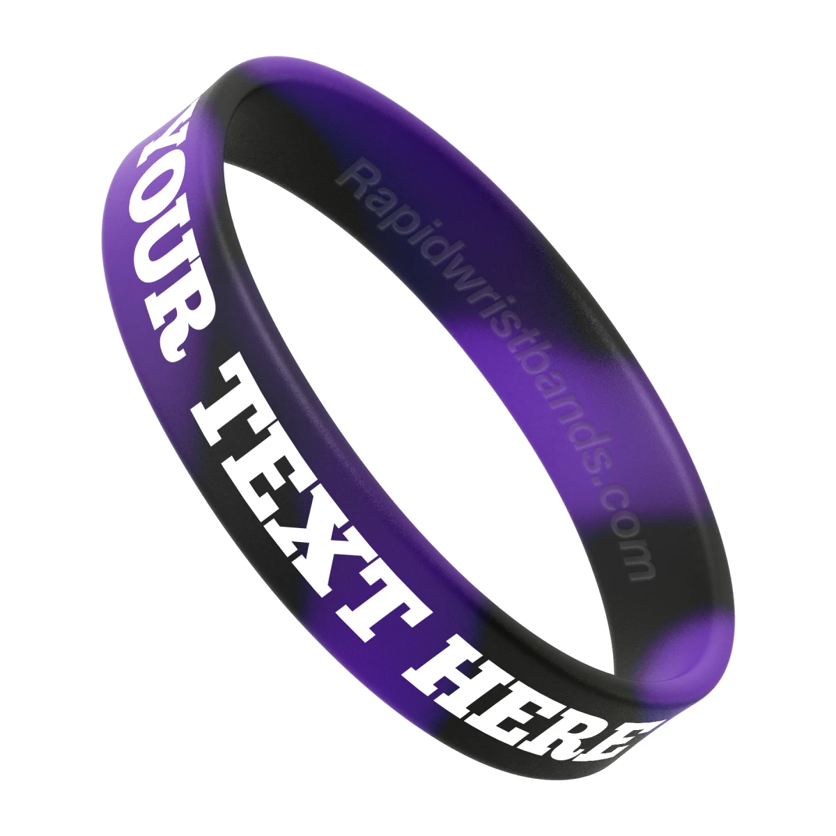 Swirl Black/Purple Wristband With Your Text Here Printed In White