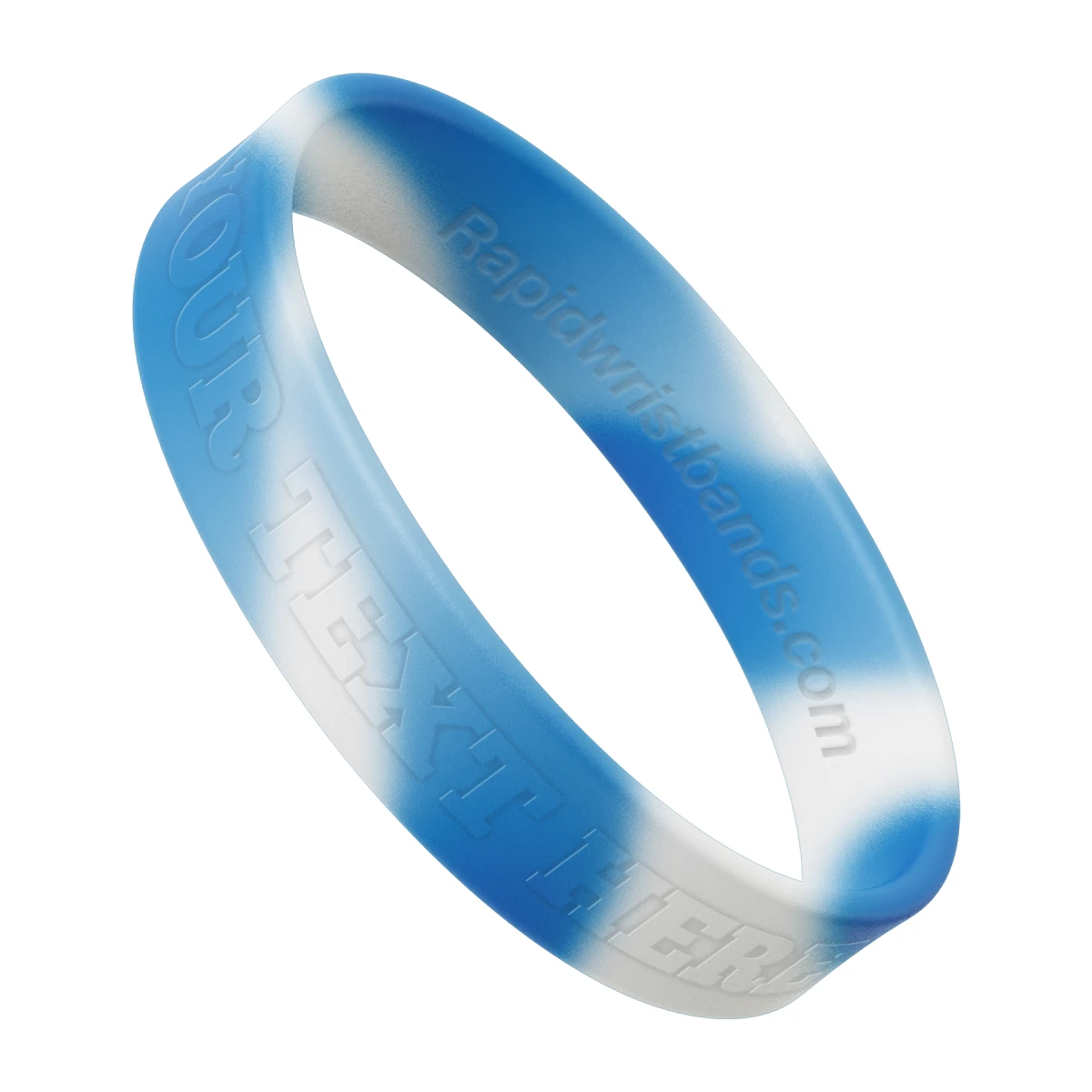 Swirl Blue/White Wristband With Your Text Here Embossed