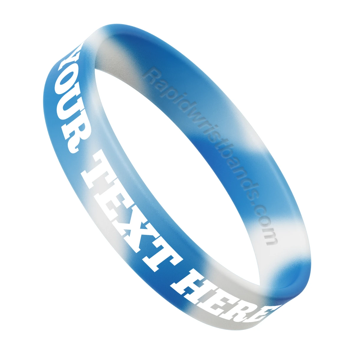 Swirl Blue/White Wristband With Your Text Here Printed In White