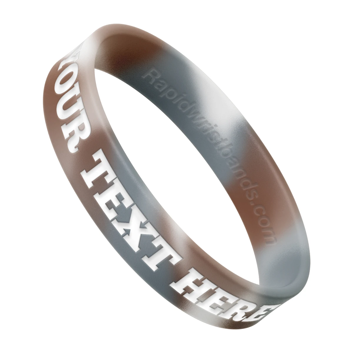 Swirl Desert Camo Wristband With Your Text Here Engraved In White