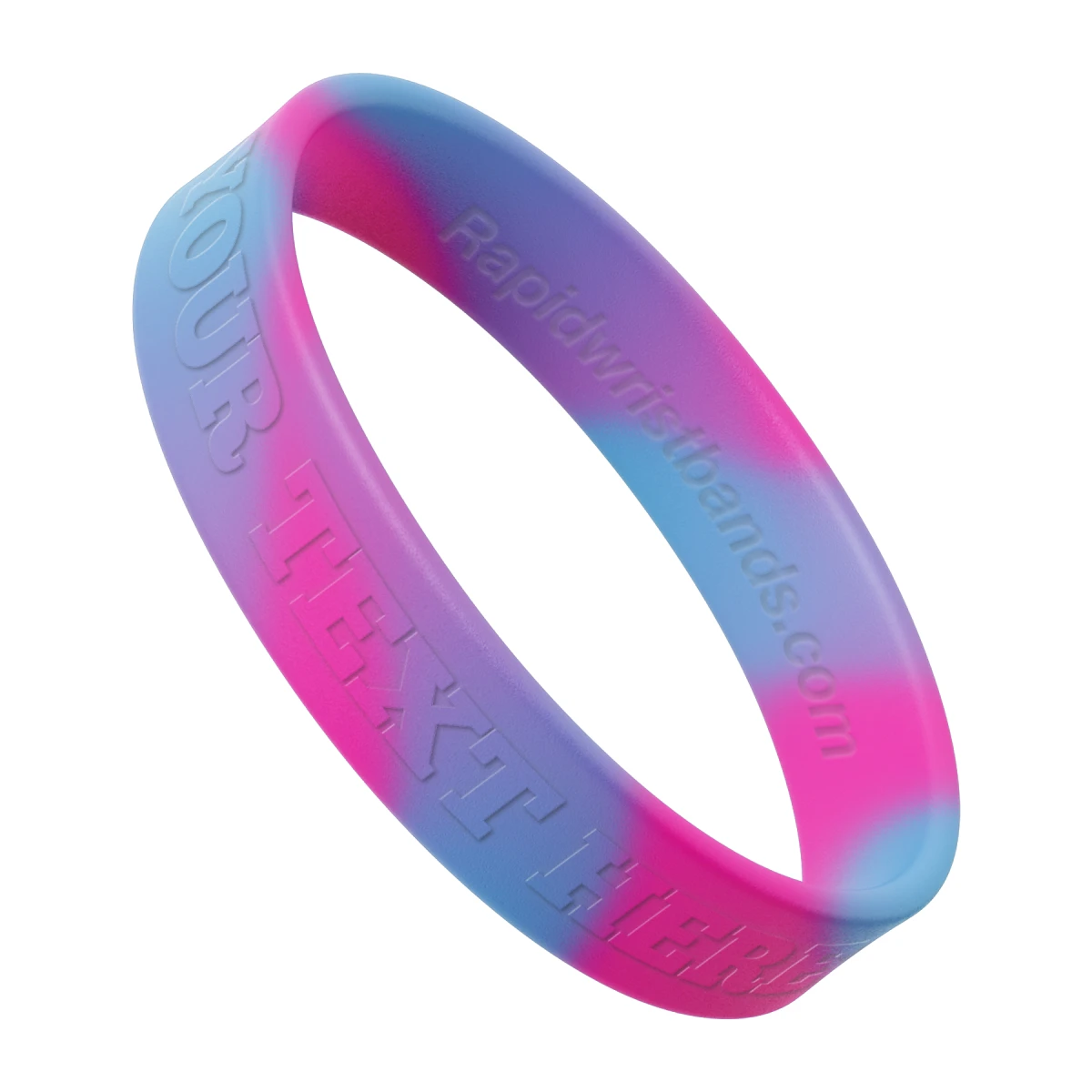 Swirl Light Blue/Hot Pink Wristband With Your Text Here Embossed