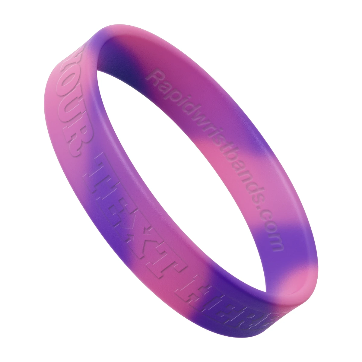 Swirl Pink/Purple Wristband With Your Text Here Embossed