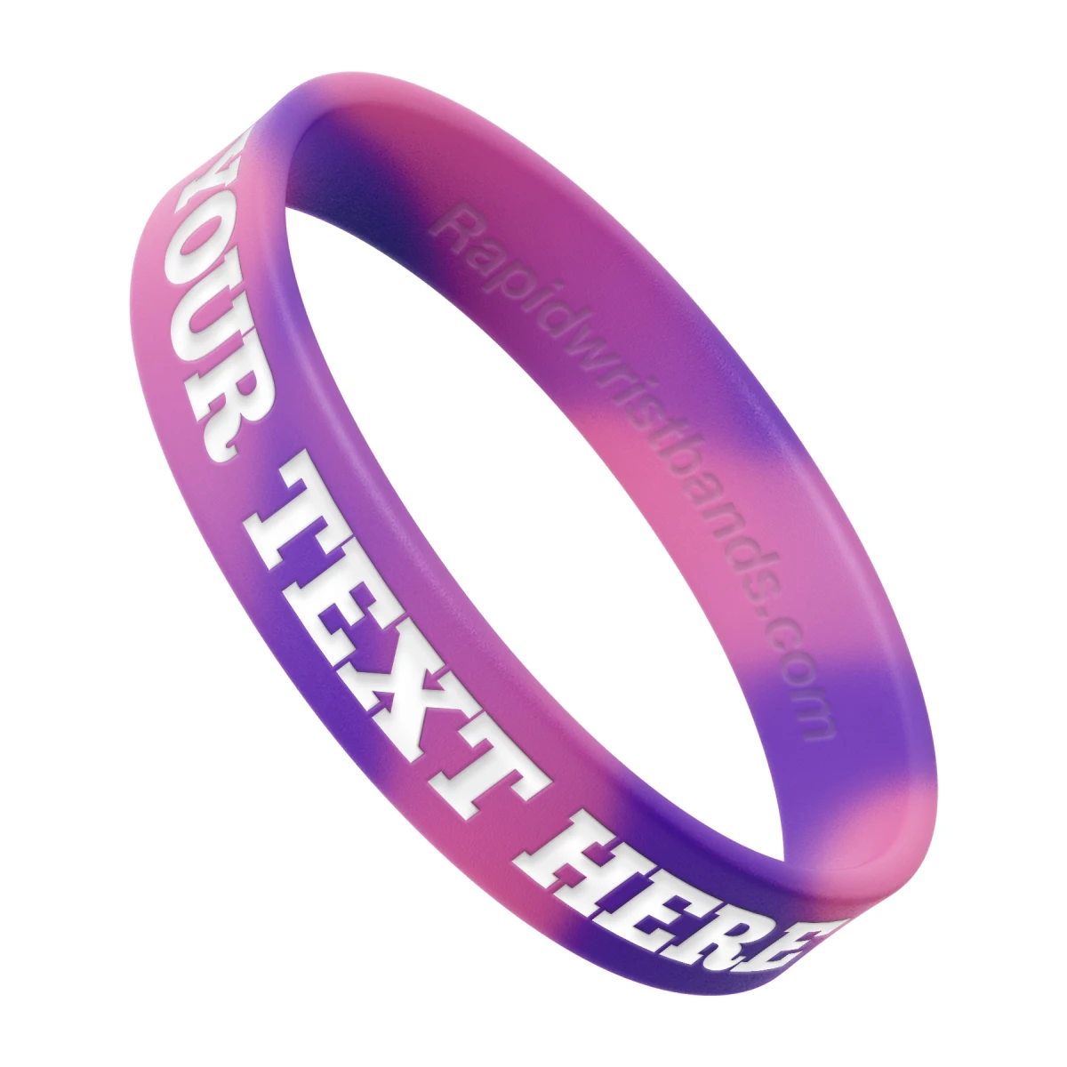 Swirl Pink/Purple Wristband With Your Text Here Engraved In White