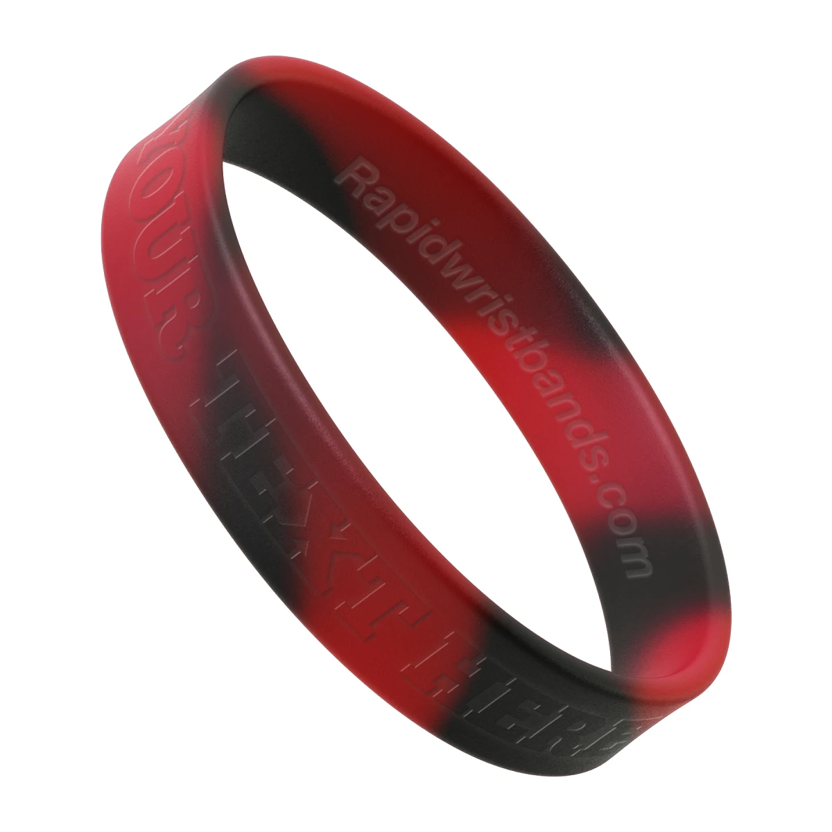Swirl Red/Black Wristband With Your Text Here Embossed