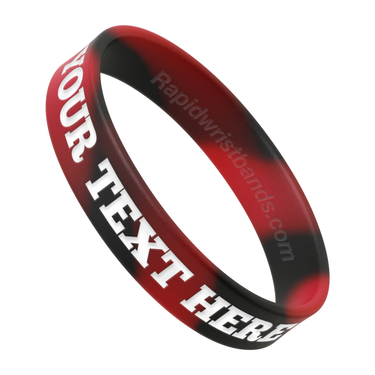 Swirl Red/Black Wristband With Your Text Here Engraved In White