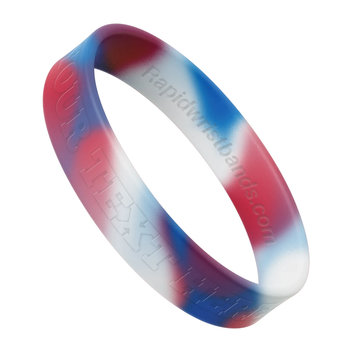 Swirl Red/White/Blue Wristband With Your Text Here Embossed