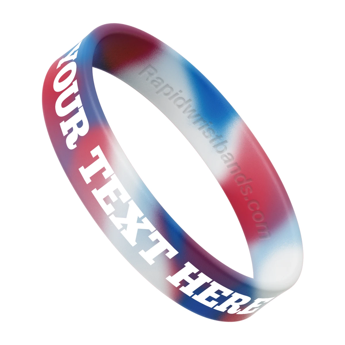 Swirl Red/White/Blue Wristband With Your Text Here Printed In White