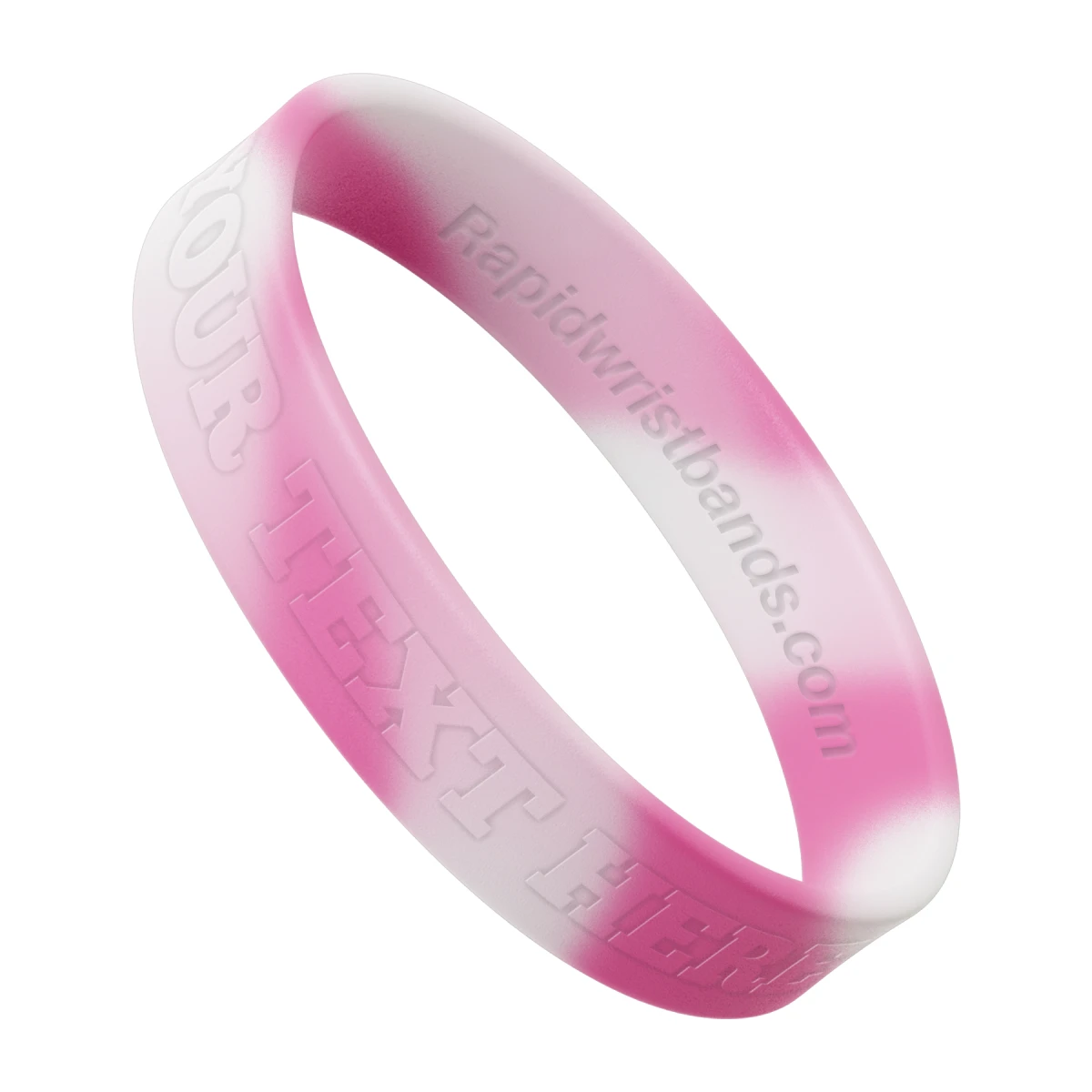 Swirl White/Pink Wristband With Your Text Here Embossed