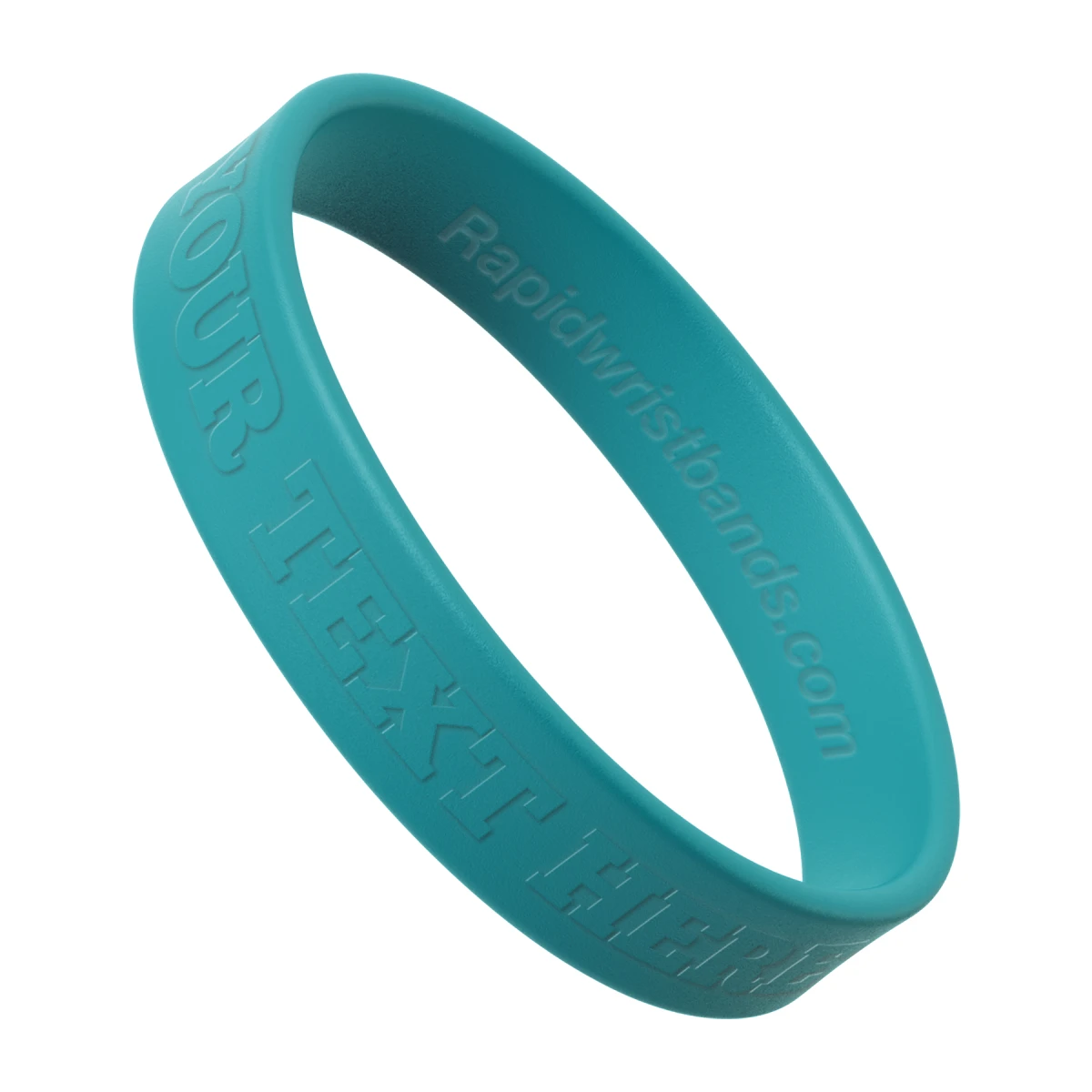 Teal Wristband With Your Text Here Embossed