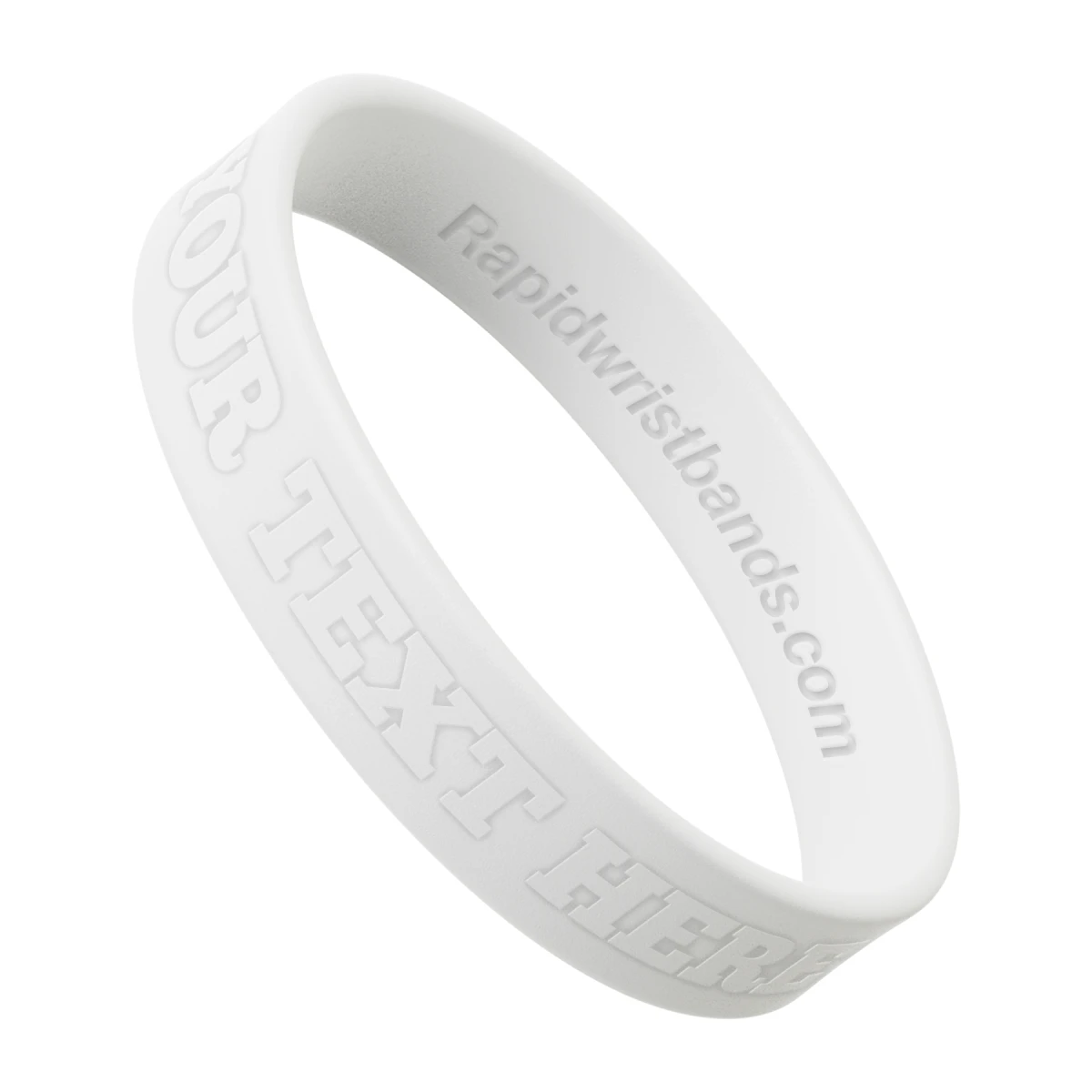 White Wristband With Your Text Here Embossed