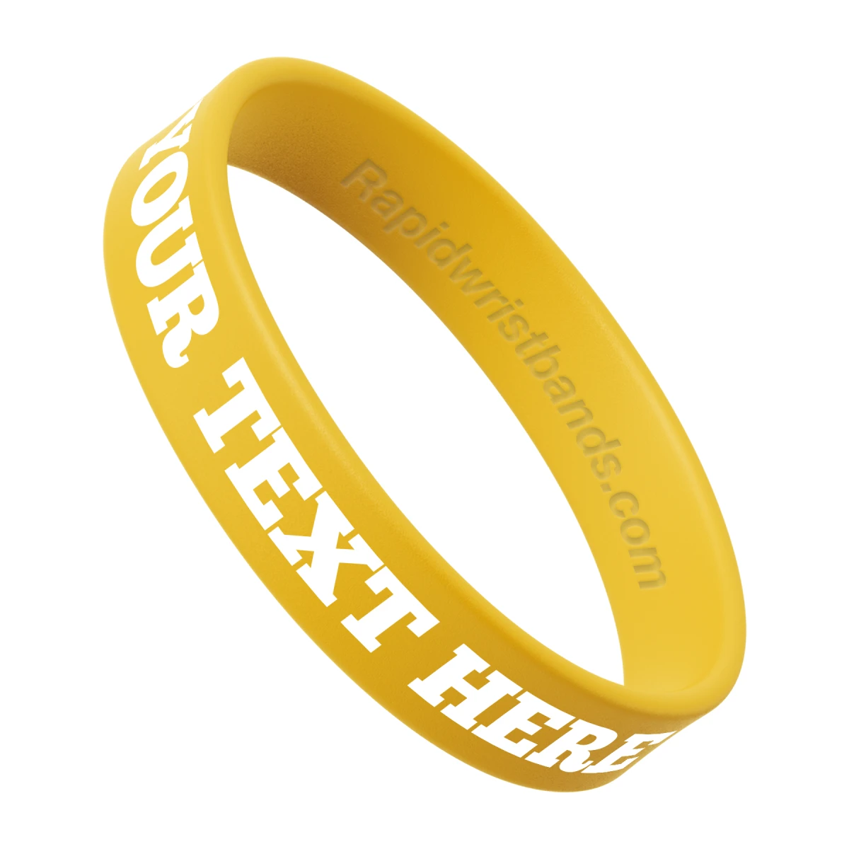 Yellow Gold Wristband With Your Text Here Printed In White