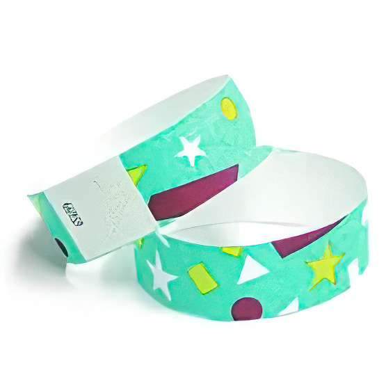 Party Print Tyvek Wristbands Stacked