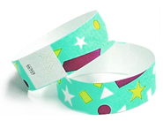 A custom instock Tyvek wristbands.